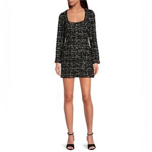 Gianni Bini Black and White Sequin Tweed Dress size 6 NWT
